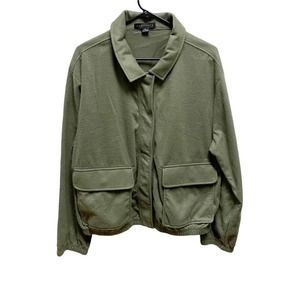 Sanctuary Army Green Fleece Button Up Military Style Utility Jacket XL NWOT